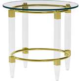 4038 Round Side Table in Tempered Glass, Acrylic & Gold